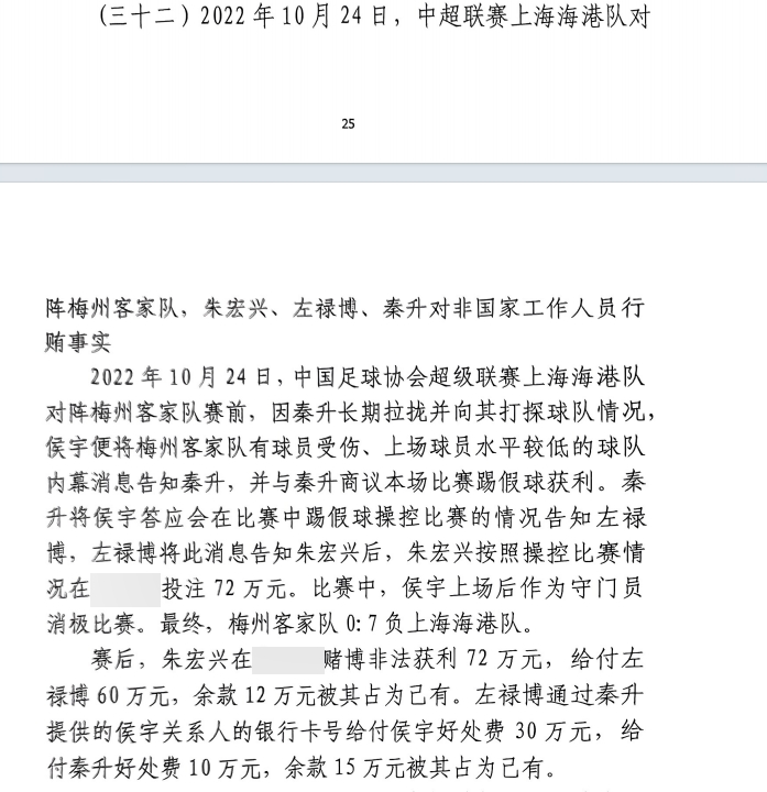 網(wǎng)傳判決書(shū)：梅州0-7海港，梅州守門(mén)員侯宇收30萬(wàn)好處費(fèi)消極比賽